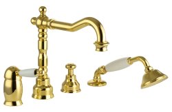 Смеситель на борт ванны с душем Migliore Oxford 19167 с термостатом, золото