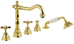 Смеситель на борт ванны с душем Migliore Princeton 19376, золото