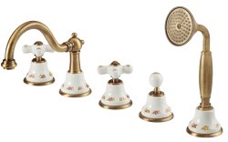 Смеситель на борт ванны с душем Migliore Provance 19464, бронза