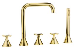 Смеситель на борт ванны с душем Migliore Sirius 28172, золото