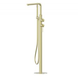 Напольный смеситель для ванны Abber Emotion 316 AF8815BG с лейкой, золото брашированное