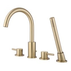 Смеситель на борт ванны Abber Wasser Kreis AF8113G с лейкой, золото
