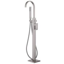 Напольный смеситель для ванны Abber Wasserfall AF8615SP с лейкой, никель сатинированный
