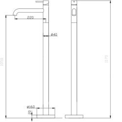 Напольный смеситель для раковины Abber Wasser Kreis AF8140NG, оружейная сталь