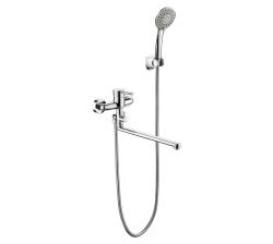 Смеситель для ванны Bravat Slim F6332366CP-01L-RUS с лейкой, хром
