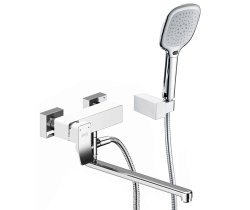 Смеситель для ванны Wasserkraft Aller 1060 white 1062LW с лейкой, хром