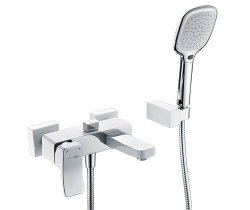 Смеситель для ванны Wasserkraft Aller 1060 white 1061W с лейкой, хром