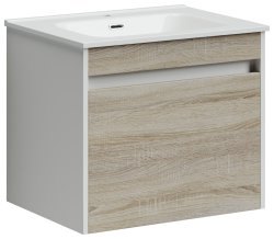 Тумба под раковину Sancos Smart SM60E 60x45 подвесная, дуб бардолино/белый