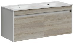 Тумба под раковину Sancos Smart SM120-2E 120x45 подвесная, дуб бардолино/белый