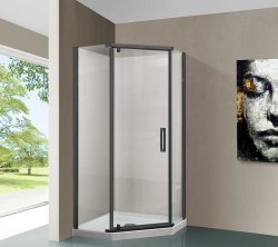 Душевой уголок Vincea Stresa VSP-1S100CLGM 100x100, профиль вороненая сталь