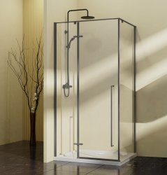 Душевой уголок Vincea Slim-N VSR-5SN1010CLGM 100x100, профиль вороненая сталь