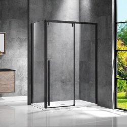 Душевой уголок Vincea Lugano VSR-1L8014CLB-1 140x80, профиль черный