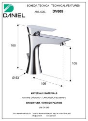 Смеситель для раковины Daniel Diva DV605-DP, зачищенное золото