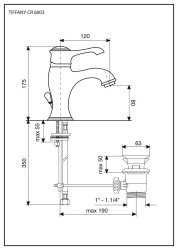Смеситель для раковины Emmevi Tiffany 6003/NC, черный-хром