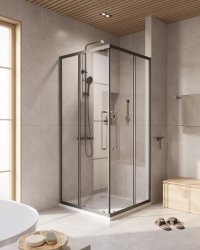 Душевой уголок Cezares RELAX 304 RELAX-304-A-2-100-C-GM 100x100, профиль сталь