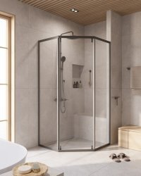 Душевой уголок Cezares RELAX 304 RELAX-304-P-1-100-C-GM 100x100, профиль сталь