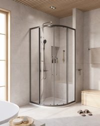 Душевой уголок Cezares RELAX 304 RELAX-304-R-2-90-C-GM 90x90, профиль сталь