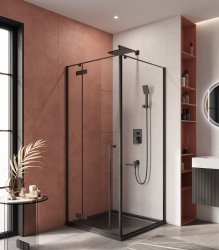 Душевой уголок Cezares LINER-A-1-90-C-NERO-L 90x90, профиль черный
