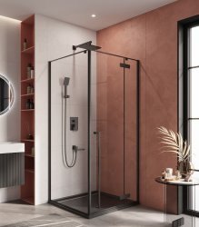 Душевой уголок Cezares LINER-A-1-90-C-NERO-R 90x90, профиль черный