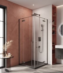 Душевой уголок Cezares LINER-A-2-90-C-GM 90x90, профиль сталь