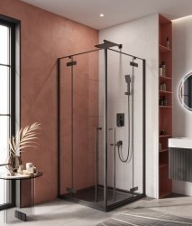 Душевой уголок Cezares LINER-A-2-90-C-NERO 90x90, профиль черный