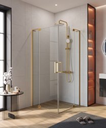 Душевой уголок Cezares SLIDER-A-2-100/110-C-BORO 100x100, профиль золото