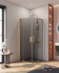 Душевой уголок Cezares SLIDER-A-2-70/80-GRIGIO-BORO 70x70, стекло графит, профиль золото