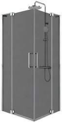 Душевой уголок Cezares SLIDER-A-2-70/80-GRIGIO-Cr 70x70, стекло графит, профиль хром