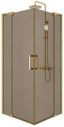 Душевой уголок Cezares SLIDER-A-2-80/90-BR-BORO 80x80, стекло бронза, профиль золото