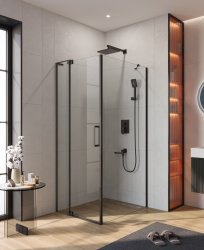 Душевой уголок Cezares SLIDER-AH-1-100-80/90-C-NERO 80x100, профиль черный