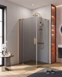 Душевой уголок Cezares SLIDER-AH-1-100-80/90-GRIGIO-BORO 80x100, стекло графит, профиль золото