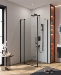 Душевой уголок Cezares SLIDER-AH-1-80-100/110-C-NERO 100x80, профиль черный