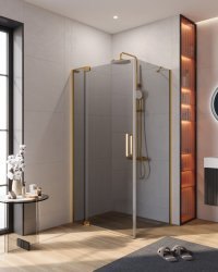Душевой уголок Cezares SLIDER-AH-1-80-100/110-GRIGIO-BORO 100x80, стекло графит, профиль золото