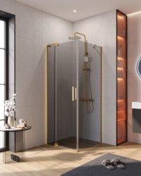 Душевой уголок Cezares SLIDER-AH-1-80-70/80-GRIGIO-BORO 70x80, стекло графит, профиль золото