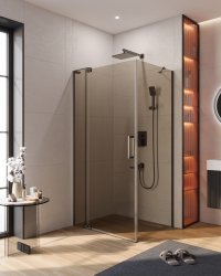 Душевой уголок Cezares SLIDER-AH-1-80-90/100-BR-GM 90x80, стекло бронза, профиль сталь