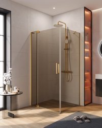 Душевой уголок Cezares SLIDER-AH-1-90-100/110-BR-BORO 100x90, стекло бронза, профиль золото