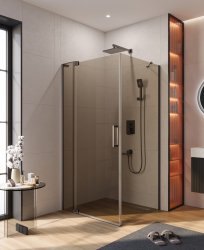 Душевой уголок Cezares SLIDER-AH-1-90-100/110-BR-GM 100x90, стекло бронза, профиль сталь