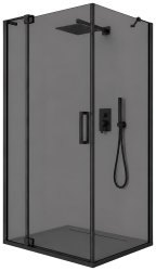 Душевой уголок Cezares SLIDER-AH-1-90-100/110-GRIGIO-NERO 100x90, стекло графит, профиль черный