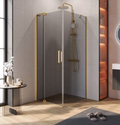Душевой уголок Cezares SLIDER-AH-1-90-70/80-GRIGIO-BORO 70x90, стекло графит, профиль золото