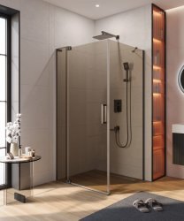 Душевой уголок Cezares SLIDER-AH-1-90-90/100-BR-GM 90x90, стекло бронза, профиль сталь