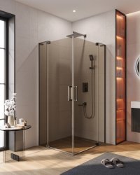 Душевой уголок Cezares SLIDER-AH-2-70/80-100/110-BR-GM 70x100, стекло бронза, профиль сталь
