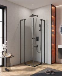 Душевой уголок Cezares SLIDER-AH-2-70/80-80/90-C-NERO 70x80, профиль черный