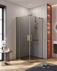 Душевой уголок Cezares SLIDER-AH-2-70/80-80/90-GRIGIO-BORO 70x80, стекло графит, профиль золото