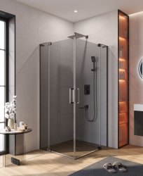 Душевой уголок Cezares SLIDER-AH-2-70/80-90/100-GRIGIO-GM 70x90, стекло графит, профиль сталь
