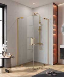 Душевой уголок Cezares SLIDER-AH-2-80/90-100/110-C-BORO 80x100, профиль золото