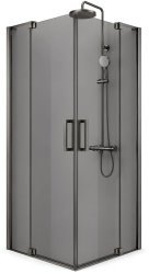 Душевой уголок Cezares SLIDER-AH-2-80/90-100/110-GRIGIO-GM 80x100, стекло графит, профиль сталь