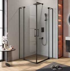 Душевой уголок Cezares SLIDER-AH-2-80/90-90/100-C-NERO 80x90, профиль черный
