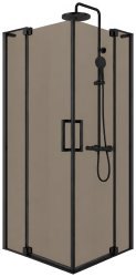 Душевой уголок Cezares SLIDER-AH-2-80/90-90/100-GRIGIO-NERO 80x90, стекло графит, профиль черный