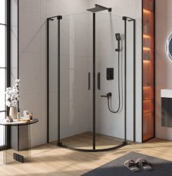 Душевой уголок Cezares SLIDER-R-2-80/90-C-NERO 80x80, профиль черный