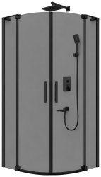 Душевой уголок Cezares SLIDER-R-2-80/90-GRIGIO-NERO 80x80, стекло графит, профиль черный